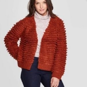 Open Crochet Cardigan in Rust - Universal Thread